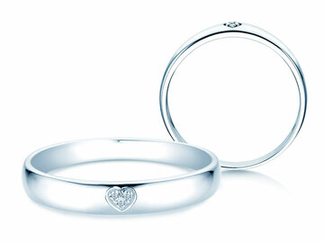 Engagement ring Heart Petite in silver 925/- with diamonds 0.02ct G/SI