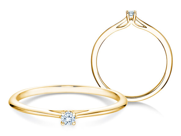 Engagement ring Heaven 4 in 14K yellow gold with diamond 0.07ct H/SI
