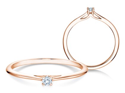 Engagement ring Heaven 4 in 9K rosé gold with diamond 0.05ct G/SI