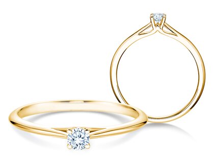 Engagement ring Heaven 4 in 14K yellow gold with diamond 0.10ct H/SI