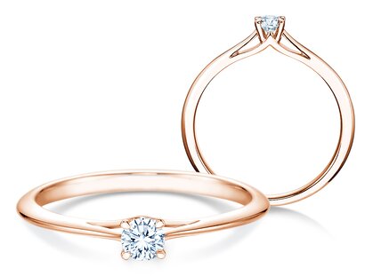 Engagement ring Heaven 4 in 9K rosé gold with diamond 0.15ct G/SI