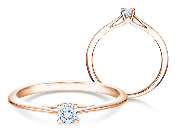 Engagement ring Heaven 4 in 9K rosé gold with lab-grown diamond 0.15ct E/VS
