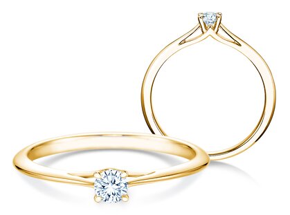Engagement ring Heaven 4 in 14K yellow gold with diamond 0.15ct G/SI