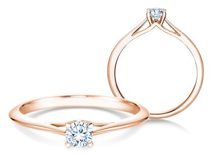 Engagement ring Heaven 4 in 14K rosé gold with diamond 0.25ct G/SI