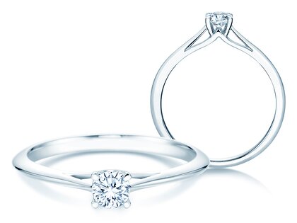 Engagement ring Heaven 4 in 9K white gold with diamond 0.25ct H/SI