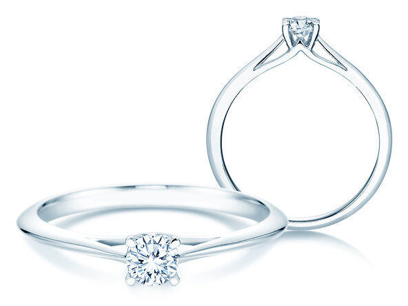 Engagement ring Heaven 4 in 9K white gold with diamond 0.25ct H/SI