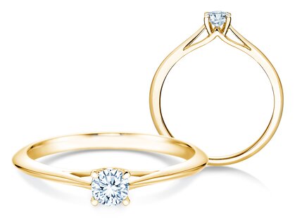 Engagement ring Heaven 4 in 9K yellow gold with diamond 0.25ct H/SI