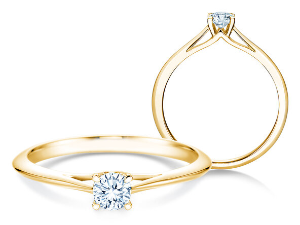 Engagement ring Heaven 4 in 18K yellow gold with diamond 0.25ct H/SI