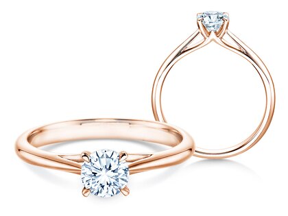 Engagement ring Heaven 4 in 14K rosé gold with diamond 0.50ct H/SI