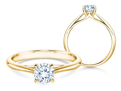 Engagement ring Heaven 4 in 9K yellow gold with lab-grown diamond 0.50ct E/VS