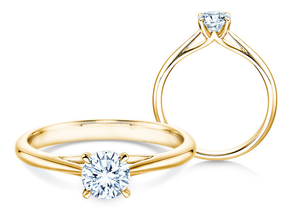 Engagement ring Heaven 4 in 9K yellow gold with lab-grown diamond 0.50ct E/VS