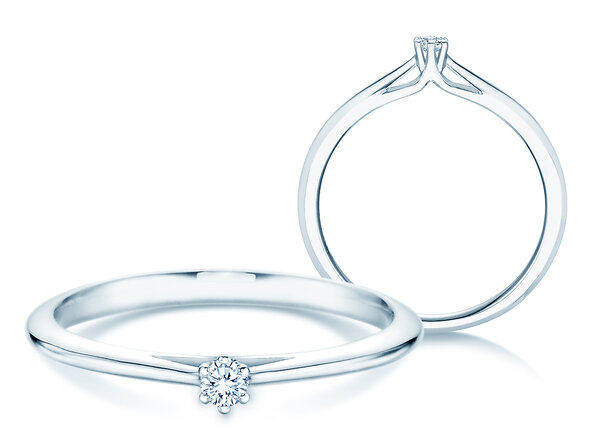 Engagement ring Heaven 6 in 14K white gold with diamond 0.07ct