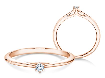 Engagement ring Heaven 6 in 18K rosé gold with diamond 0.05ct H/SI