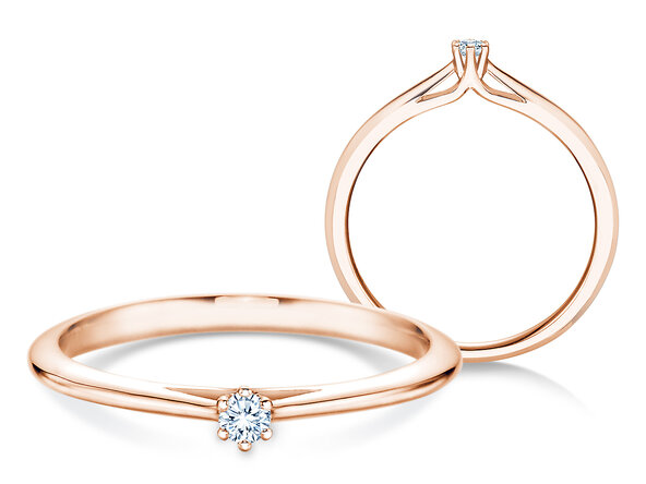 Engagement ring Heaven 6 in 18K rosé gold with diamond 0.05ct H/SI