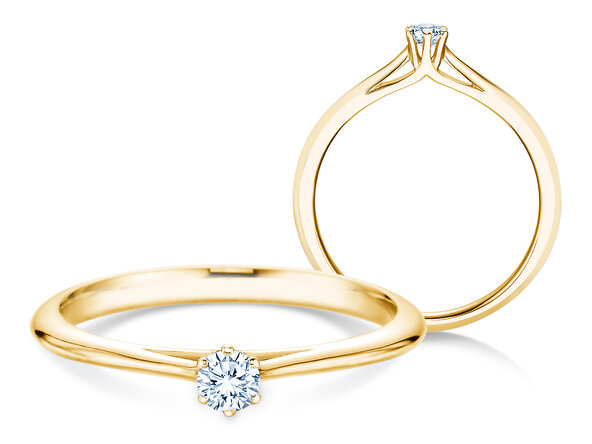 Engagement ring Heaven 6 in 14K yellow gold with diamond 0.10ct H/SI