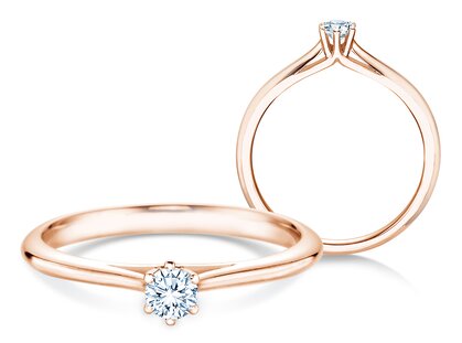 Engagement ring Heaven 6 in 9K rosé gold with diamond 0.20ct G/SI