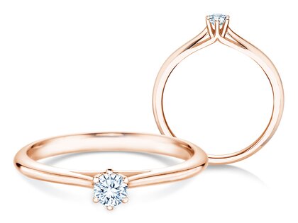 Engagement ring Heaven 6 in 9K rosé gold with diamond 0.20ct G/SI