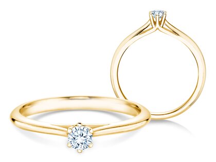 Engagement ring Heaven 6 in 14K yellow gold with diamond 0.15ct H/SI