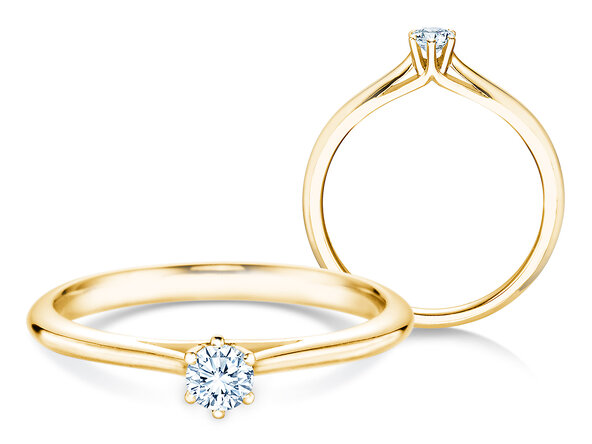 Engagement ring Heaven 6 in 14K yellow gold with diamond 0.15ct H/SI