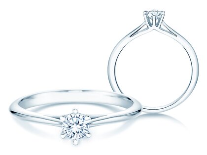 Engagement ring Heaven 6 in 9K white gold with diamond 0.25ct H/SI