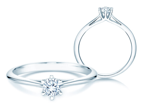 Engagement ring Heaven 6 in 9K white gold with diamond 0.25ct H/SI
