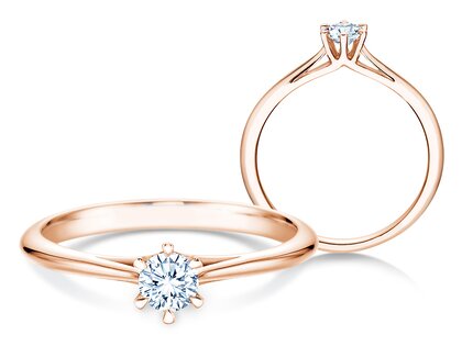 Engagement ring Heaven 6 in 18K rosé gold with diamond 0.25ct G/SI