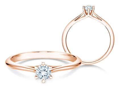 Engagement ring Heaven 6 in 9K rosé gold with diamond 0.25ct H/SI