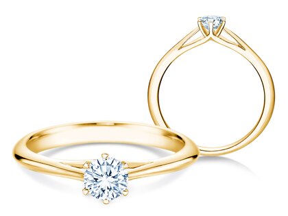 Engagement ring Heaven 6 in 18K yellow gold with diamond 0.30ct H/SI