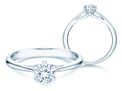 Engagement ring Heaven 6 in platinum 950/- with diamond 0.40ct G/SI