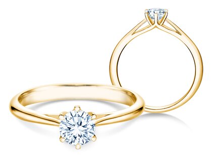 Engagement ring Heaven 6 in 14K yellow gold with diamond 0.40ct H/SI