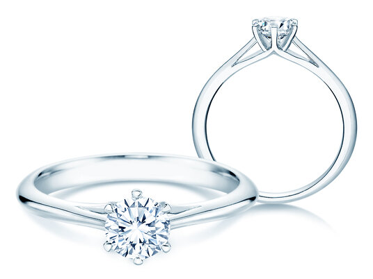 Engagement ring Heaven 6 in 14K white gold with diamond 0.50ct H/SI