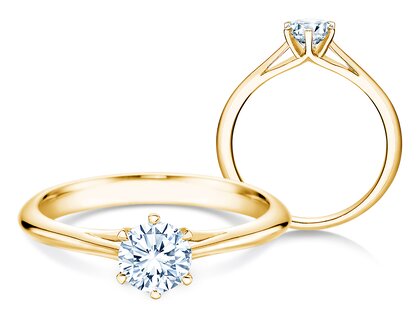 Engagement ring Heaven 6 in 9K yellow gold with diamond 0.50ct H/SI