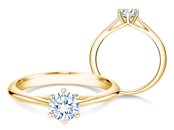 Engagement ring Heaven 6 in 9K yellow gold with diamond 0.50ct H/SI