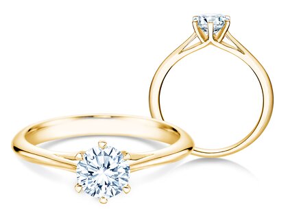 Engagement ring Heaven 6 in 9K yellow gold with diamond 0.75ct G/SI