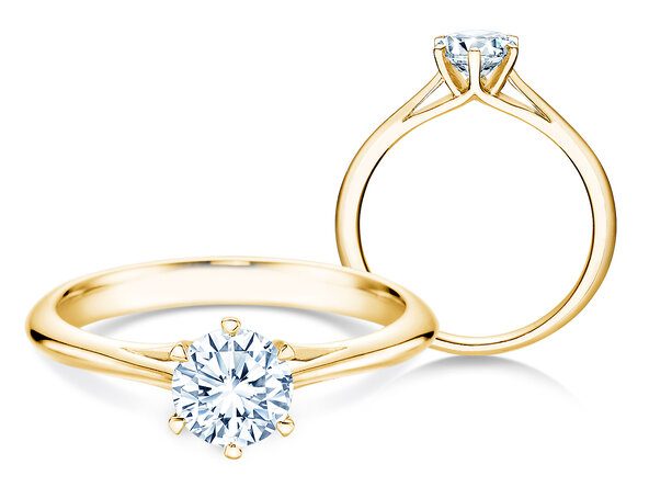 Engagement ring Heaven 6 in 9K yellow gold with diamond 0.75ct G/SI