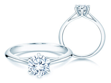 Engagement ring Heaven 6 in 9K white gold with diamond 1.00ct H/SI