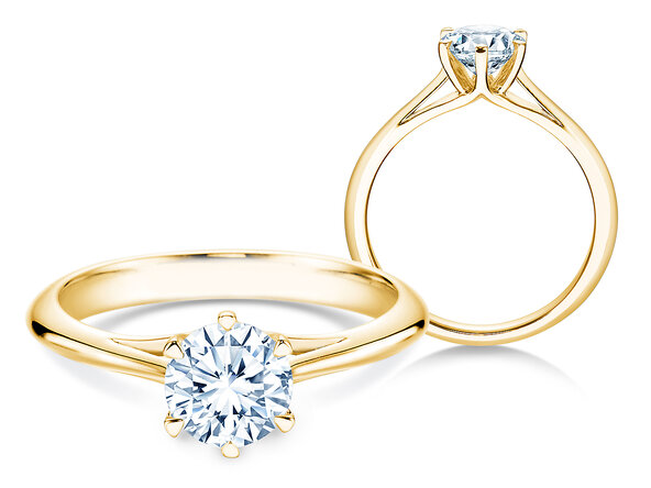 Engagement ring Heaven 6 in 9K yellow gold with diamond 2.50ct G/SI
