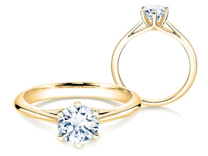 Engagement ring Heaven 6 in 9K yellow gold with lab-grown diamond 2.50ct E/VS