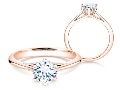 Engagement ring Heaven 6 in 14K rosé gold with lab-grown diamond 1.00ct E/VS