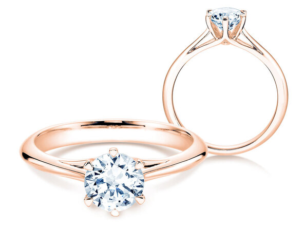 Engagement ring Heaven 6 in 14K rosé gold with lab-grown diamond 1.00ct E/VS