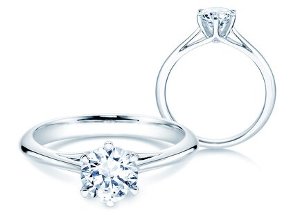 Engagement ring Heaven 6 in 9K white gold with lab-grown diamond 1.00ct E/VS