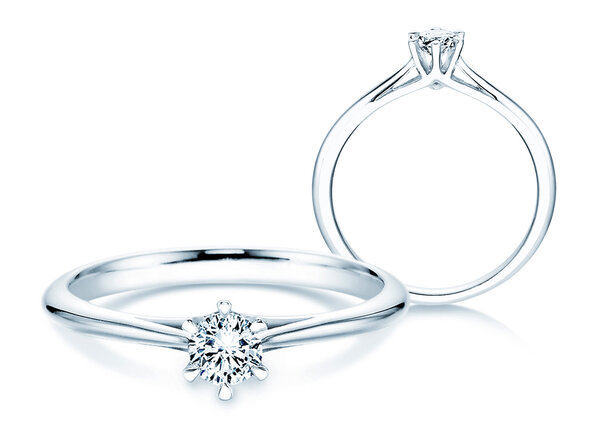 Engagement ring Heaven 6 in 9K white gold with lab-grown diamond 0.25ct E/VS