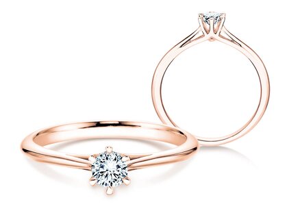 Engagement ring Heaven 6 in 9K rosé gold with lab-grown diamond 0.25ct E/VS