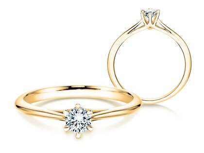 Engagement ring Heaven 6 in 14K yellow gold with lab-grown diamond 0.25ct E/VS