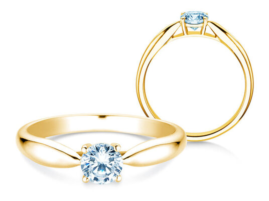 Engagement ring Joy in 9K yellow gold with lab-grown diamond 0.25ct E/VS