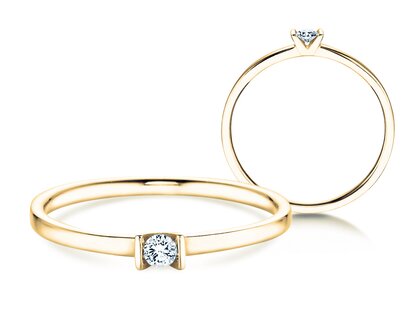 Engagement ring Love in 14K yellow gold with diamond 0.04ct G/SI