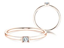 Engagement ring Love in 14K rosé gold with diamond 0.07ct G/SI