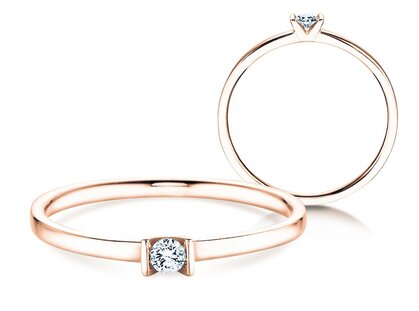 Engagement ring Love in 14K rosé gold with diamond 0.07ct G/SI