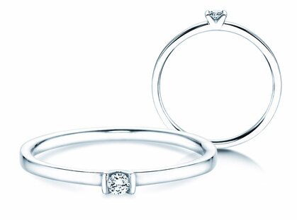 Engagement ring Love in 14K white gold with diamond 0.04ct G/SI