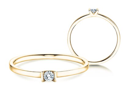 Engagement ring Love in 14K yellow gold with diamond 0.04ct G/SI